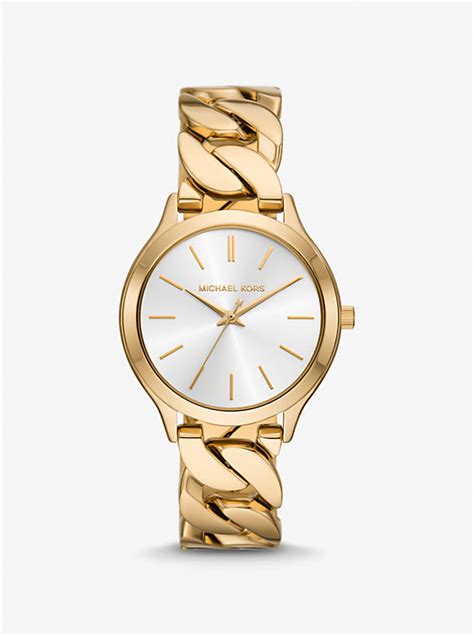 michael kors slim runway watch gold silver